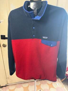Patagonia Synchilla Snap-T Fleece Pullover Red Blue Size L